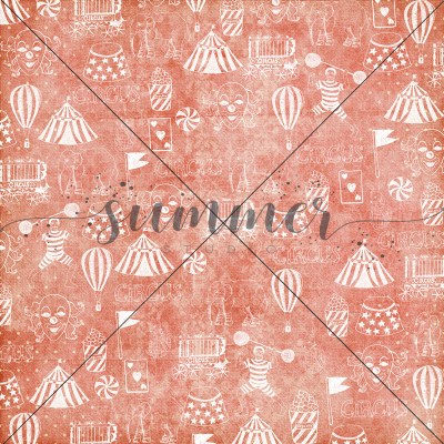 Набор двусторонней бумаги Circus, 15 листов + 1 бонус, 20 х 20 см, 190 г, ТМ Summer Studio