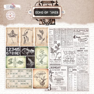 1/3 набора для вырезания "Echo of times", A5 (14,8*21 см), 6 двусторонних листов, 190 гр., ТМ Dream Light Studio