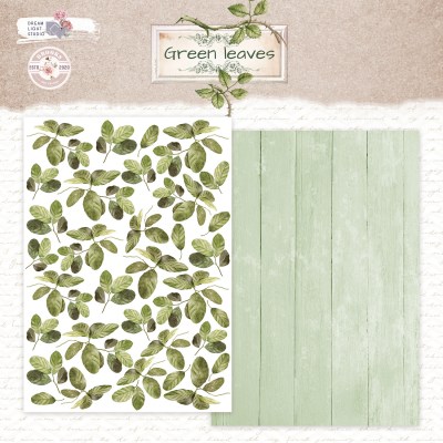 1/3 набора для вырезания "Green leaves", A5 (14,8*21 см), 6 двусторонних листов, 190 гр., ТМ Dream Light Studio