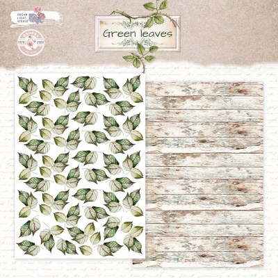 1/3 набора для вырезания "Green leaves", A5 (14,8*21 см), 6 двусторонних листов, 190 гр., ТМ Dream Light Studio