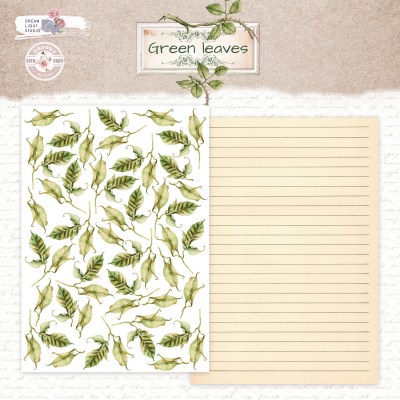 1/3 набора для вырезания "Green leaves", A5 (14,8*21 см), 6 двусторонних листов, 190 гр., ТМ Dream Light Studio