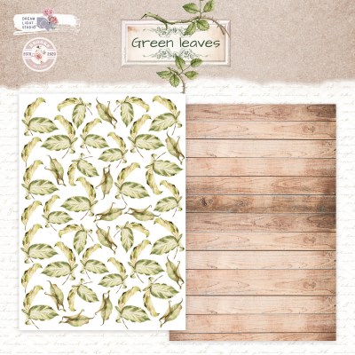 1/3 набора для вырезания "Green leaves", A5 (14,8*21 см), 6 двусторонних листов, 190 гр., ТМ Dream Light Studio