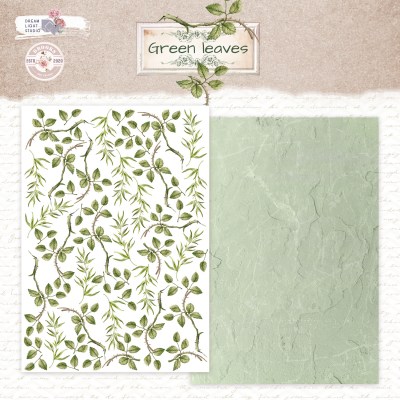 1/3 набора для вырезания "Green leaves", A5 (14,8*21 см), 6 двусторонних листов, 190 гр., ТМ Dream Light Studio