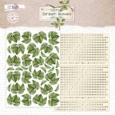 1/3 набора для вырезания "Green leaves", A5 (14,8*21 см), 6 двусторонних листов, 190 гр., ТМ Dream Light Studio