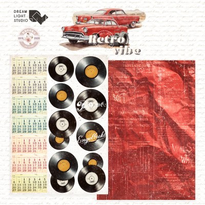 1/3 набора для вырезания "Retro Vibe", A5 (14,8*21 см), 6 двусторонних листов, 190 гр., ТМ Dream Light Studio