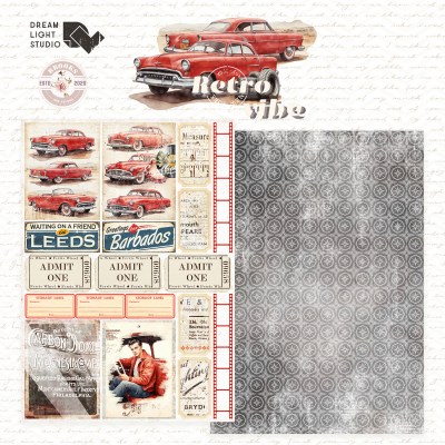 1/3 набора для вырезания "Retro Vibe", A5 (14,8*21 см), 6 двусторонних листов, 190 гр., ТМ Dream Light Studio