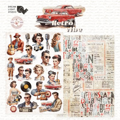 1/3 набора для вырезания "Retro Vibe", A5 (14,8*21 см), 6 двусторонних листов, 190 гр., ТМ Dream Light Studio