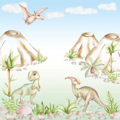 Набор двусторонней скрап бумаги "Dinosauria", 30.5x30.5 см, плотность 200 грамм, Фабрика Декору