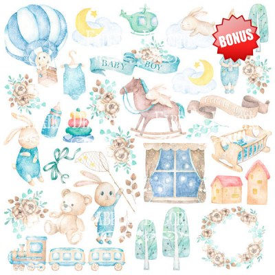 Набор скрапбумаги Dreamy baby boy 20 x 20 см, плотность 200 г, 10 листов, Фабрика Декора