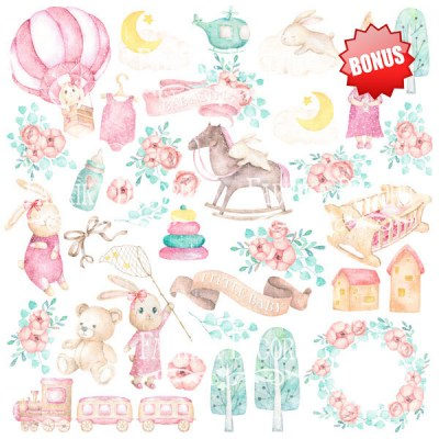 Набор скрапбумаги Dreamy baby girl 30,5 x 30,5 см, плотность 200 г, 10 листов, Фабрика Декора