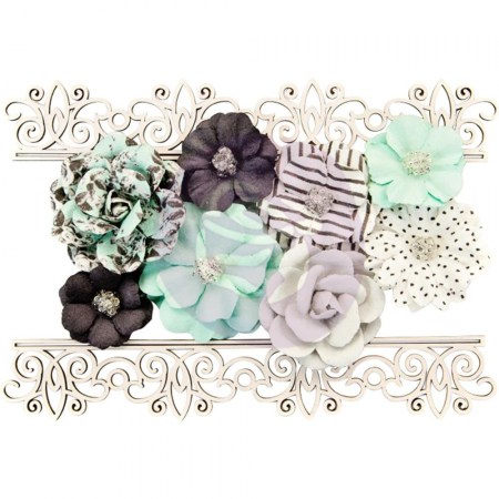 Набор цветов Flirty Fleur Mulberry Paper Flowers, Simple Things, 8 цветов + 2 чипборда, Prima Marketing, купить - БлагоЛис