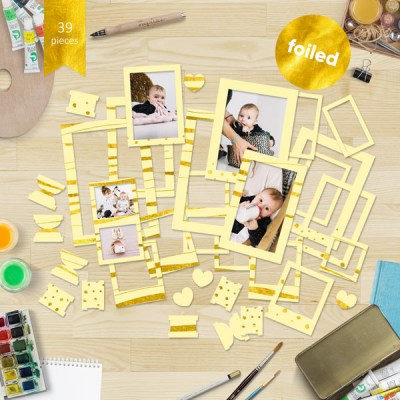 Набор рамок  с фольгированием № 1 Yellow, 39 штук, плотность 250 грамм, ТМ Фабрика Декора
