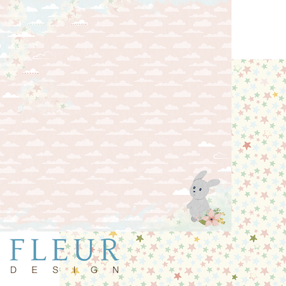 Лист двусторонней бумаги 30,5x30,5 см 190 грамм Fleur Розовые мечты, коллекция В облаках, купить - БлагоЛис