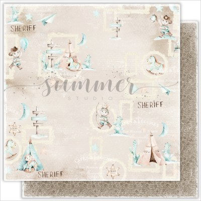 Набор двусторонней бумаги Little sheriff, 11 листов, 30,5 х 30,5 см, 190 г, ТМ Summer Studio   