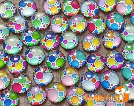 Акриловые капли с рисунком Цветные пятнышки, диаметр 12 мм, цена за 1 штуку, купить - БлагоЛис