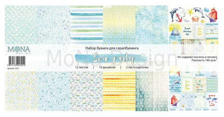 Набор односторонней бумаги 30,5x30,5 см, 190 грамм Mona Design Sea party, 12 листов, купить - БлагоЛис