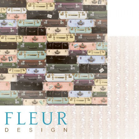 Лист двусторонней бумаги 30,5x30,5 см 190 грамм Fleur Саквояж коллекция Блошиный рынок, купить - БлагоЛис