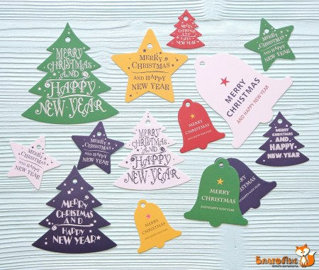 Теги "Merry Christmas and Happy New Year", 14 шт., купить - БлагоЛис