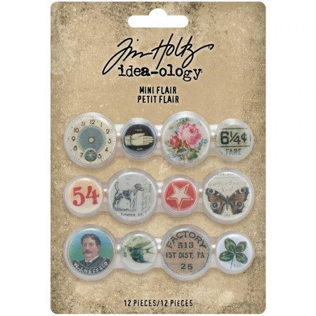 Набор фишек «Mini flair», диаметры 1,5 и 2 см, в наборе 12 штук, ТМ Tim Holtz, купить - БлагоЛис