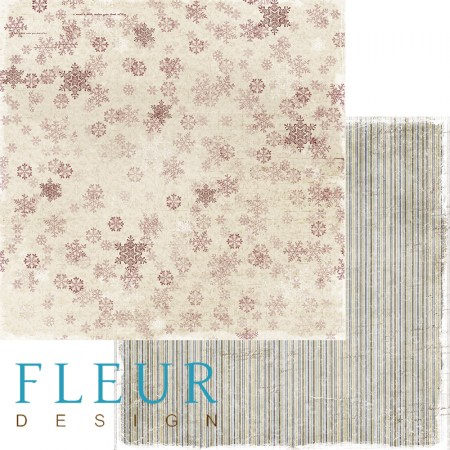 Лист двусторонней бумаги 30,5x30,5 см 190 грамм Fleur Декабрьская вьюга коллекция Зимние узоры, купить - БлагоЛис