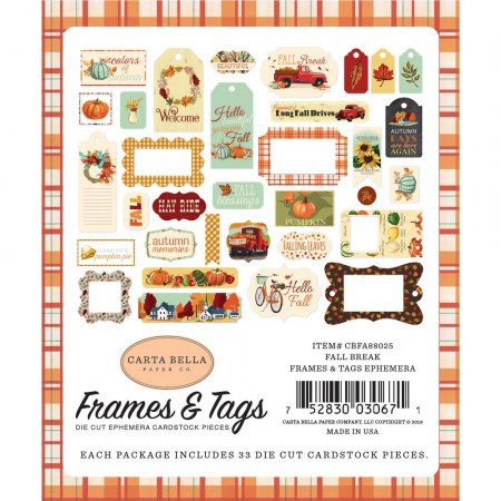 Набор высечек Frame & tags Fall break, 33 элемента, Carta bella, купить - БлагоЛис
