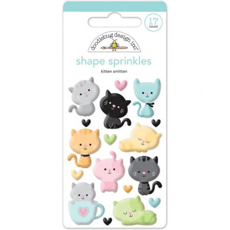 Набор эмалевых стикеров Kitten Smitten, Doodlebug Sprinkles Adhesive Glossy Enamel Shapes, 17 элементов , купить - БлагоЛис