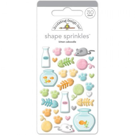 Набор эмалевых стикеров Kitten Caboodle, Doodlebug Sprinkles Adhesive Glossy Enamel Shapes, 30 элементов , купить - БлагоЛис