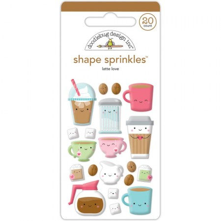 Набор эмалевых стикеров Latte Love, Doodlebug Sprinkles Adhesive Glossy Enamel Shapes, 20 элементов  , купить - БлагоЛис