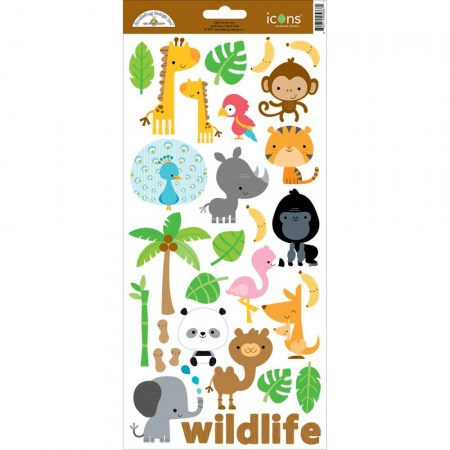 Набор стикеров At The Zoo, 15 х 30 см, ТМ Doodlebug design , купить - БлагоЛис