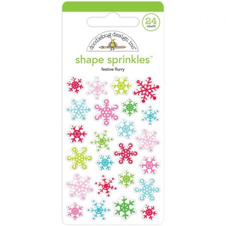 Набор эмалевых стикеров Festive Flurry, Christmas town, Doodlebug Sprinkles Adhesive Glossy Enamel Shapes, 24 элемента, купить - БлагоЛис