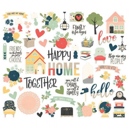 Набор высечек Bits & pieces, So Happy Together, 56 элементов, ТМ Simple stories   , купить - БлагоЛис