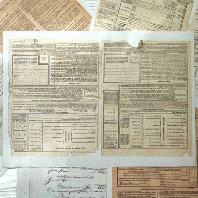 Набор карточек на газетной бумаге "Старинные документы" , 4 листа А4 (8 карточек), 80 гр.