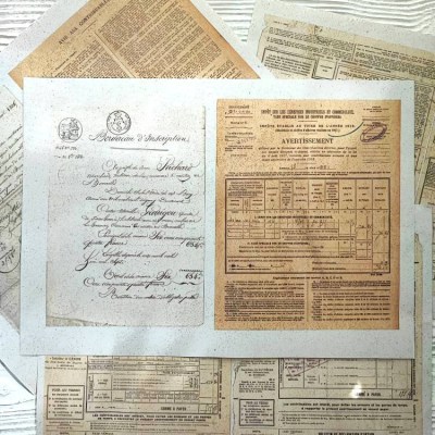 Набор карточек на газетной бумаге "Старинные документы" , 4 листа А4 (8 карточек), 80 гр.