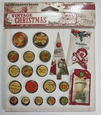Набор брадсов и тегов Vintage Christmas, 20 элементов, MME, купить - БлагоЛис