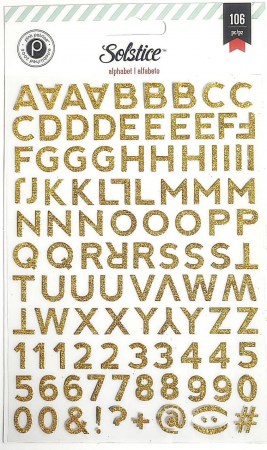 Набор стикеров с золотым глиттером "Solstice alphabet", 12 х 17 см, 106 элементов, ТМ Pink Paislee , купить - БлагоЛис