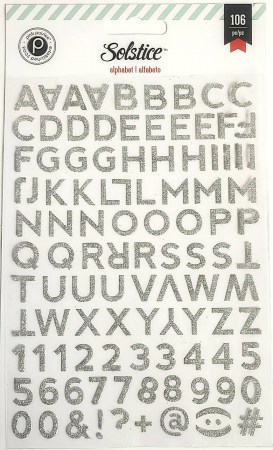 Набор стикеров с серебряным глиттером "Silstice alphabet", 12 х 17 см, 106 элементов, ТМ Pink Paislee, купить - БлагоЛис