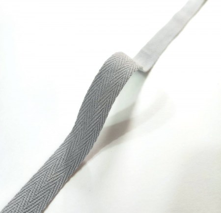 Лента твиловая хлопковая, 1.5 см, серая, DIY Ribbon's, цена за 1 ярд (90 см), купить - БлагоЛис