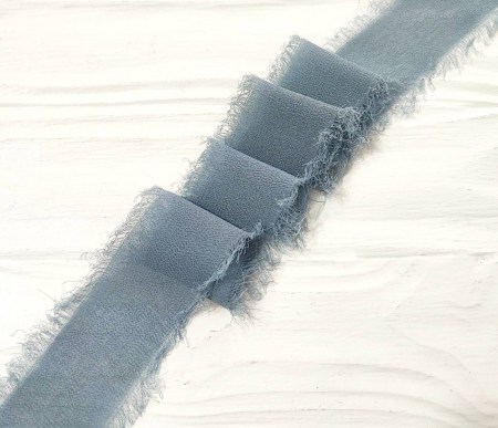 Лента шифоновая 35 мм, цвет серо-голубой, DIY Ribbon's, цена за 1 ярд ( 90 см ), купить - БлагоЛис