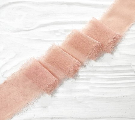 Лента шифоновая 35 мм, цвет персиковый, DIY Ribbon's, цена за 1 ярд ( 90 см ), купить - БлагоЛис