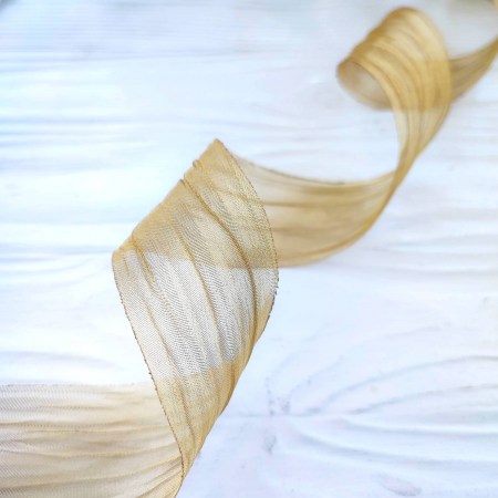 Лента органза жатая 35 мм, цвет золото, DIY Ribbon's, цена за 1 ярд ( 90 см ), купить - БлагоЛис