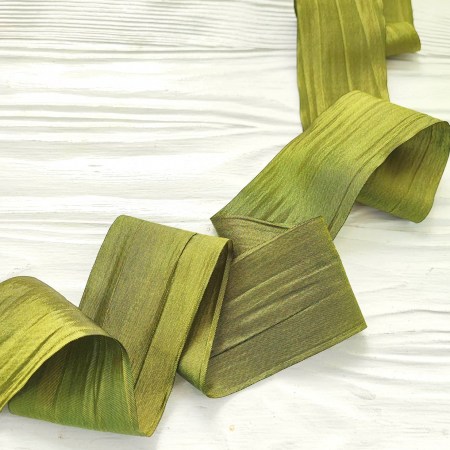 Лента шелковая 50 мм, цвет оливковый, DIY Ribbon's, цена за 1 ярд ( 90 см ), купить - БлагоЛис