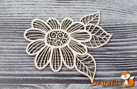 Цветок с листьями (контур), 8.5х7 см, купить - БлагоЛис