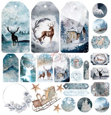 Набор двусторонней бумаги SNOWY WINTERLAND, 30,5 х 30,5 см, 6 листов + бонус, плотность 250 грамм, ТМ Craft O'Clock