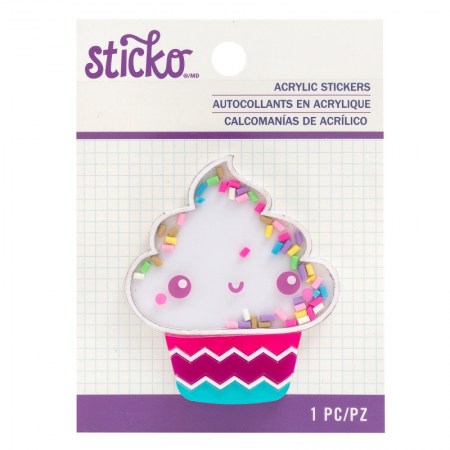 Акриловый стикер с шейкером Cupcake, 6 см, Sticko, купить - БлагоЛис