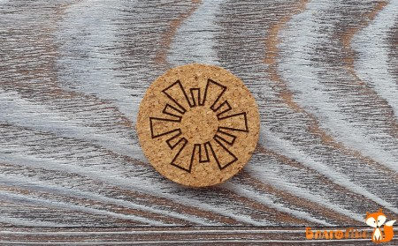 Фишка из пробки большая, 2,8 см,  "Солнце", купить - БлагоЛис