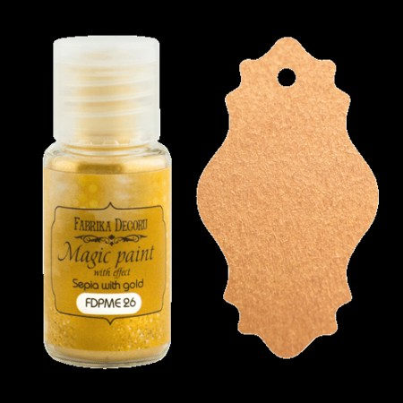 Сухая краска "Magic pain with effect", цвет "Сепия с золотом", 15 мл, ТМ Фабрика Декора, купить - БлагоЛис