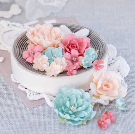 Набор цветов "Пионы и розы" мятно-персиковые, ТМ Pastel flowers, купить - БлагоЛис