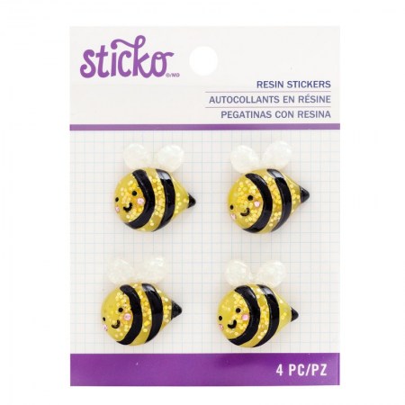 Стикер из эпоксидный смолы "Bee", 2,5 см, цена за 1 шт., Sticko, купить - БлагоЛис