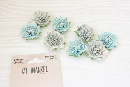 Набор цветов Vintage shades, диаметр 3 см, 8 штук, цвет Blue (голубой), ТМ 49 & Market, купить - БлагоЛис