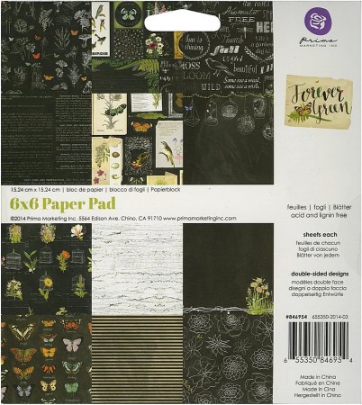 1/4 Набора бумаги Forever green, 15 х 15 см, 12 листов, 220 грамм, ТМ Prima Marketing, купить - БлагоЛис